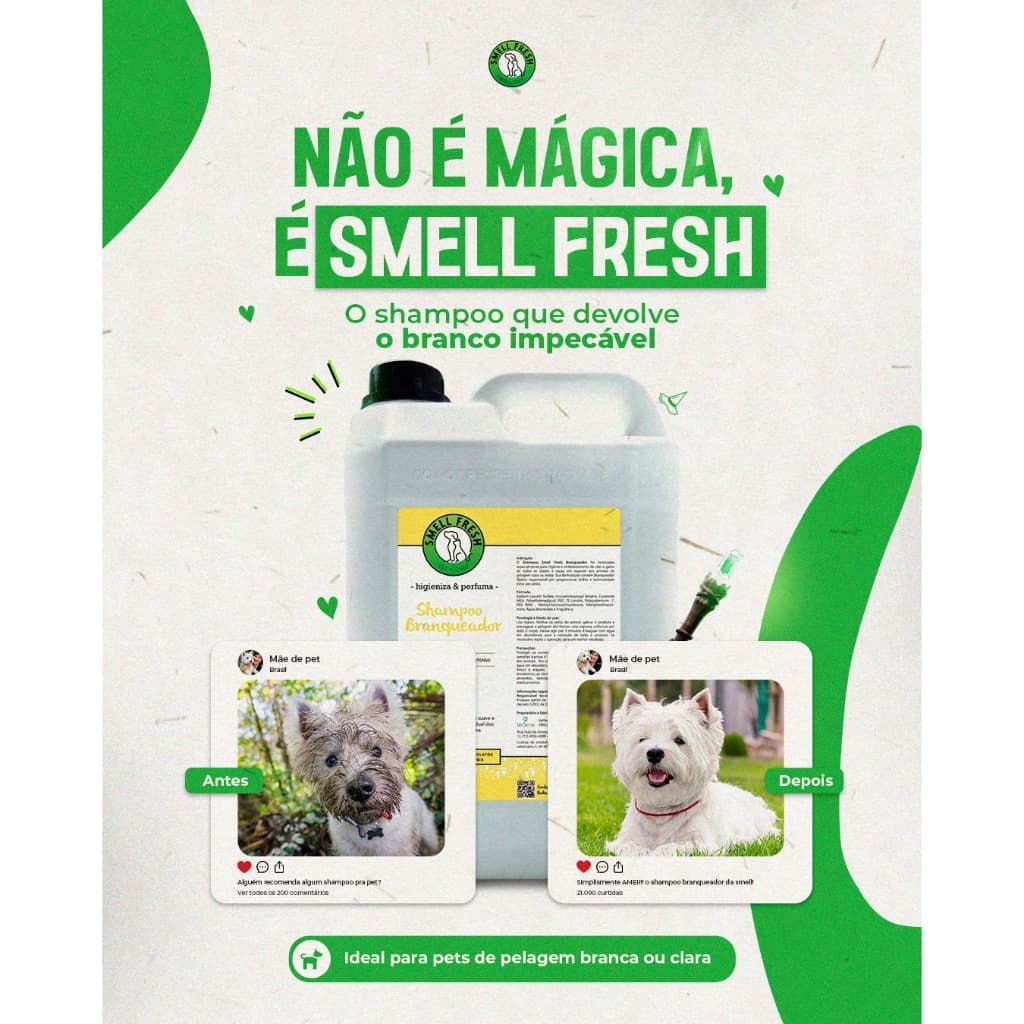Shampoo Pet Branqueador Smell Fresh 5L (para cães e gatos)