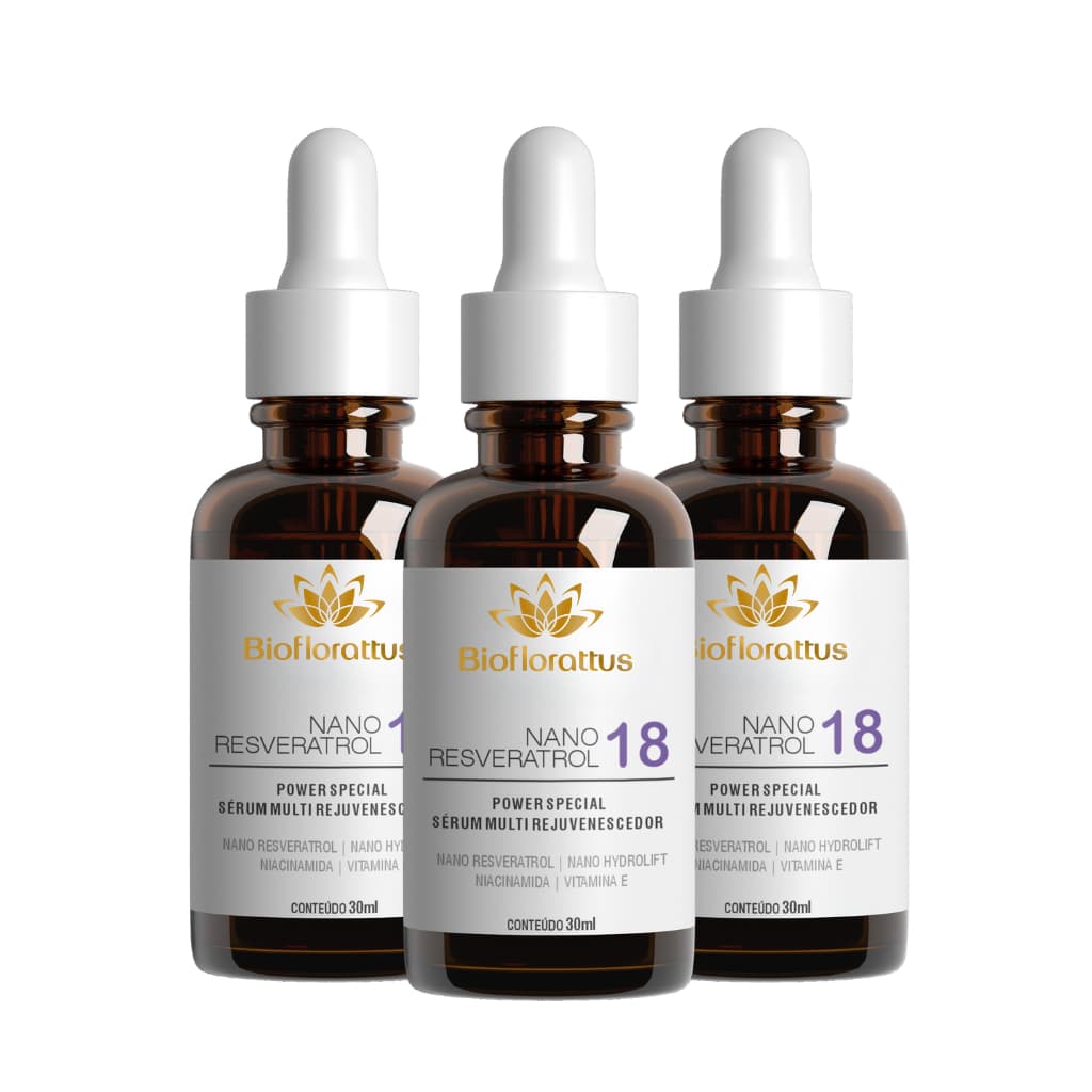 Kit 3 Sérum Facial com Resveratrol e Niacinamida | Anti-Idade e Antirrugas | Bioflorattus