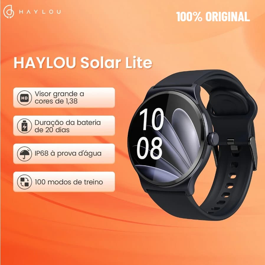 Relógio Smartwatch Haylou Solar Lite Com Tela De 1.38"-, Bluetooth, IP68 Preto