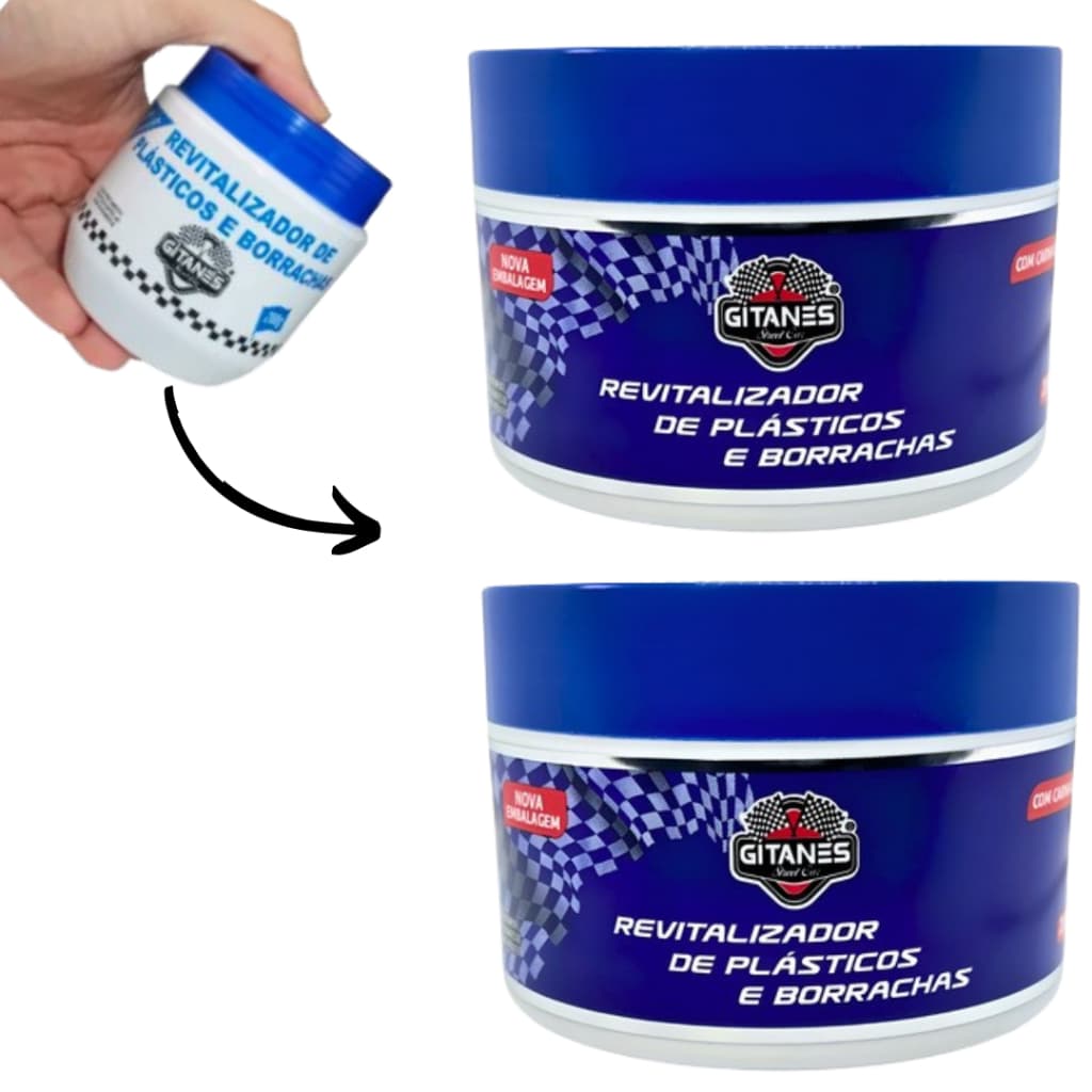 Kit 2 Revitalizador Plastico Borracha Renovador Carro Moto Gitanes 200G