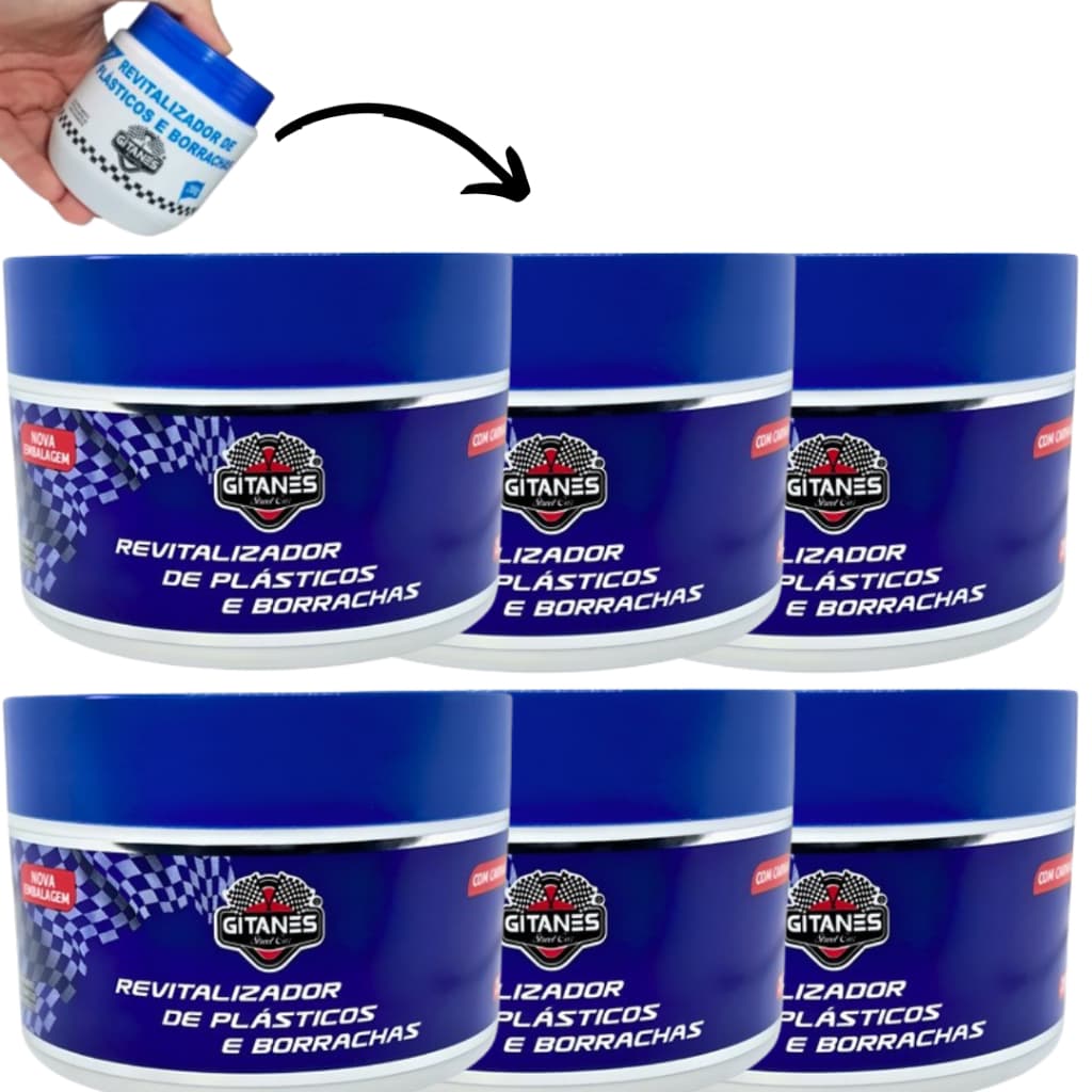Kit 6 Revitalizadores Plastico Borracha Renovador Carro Moto Gitanes 200G