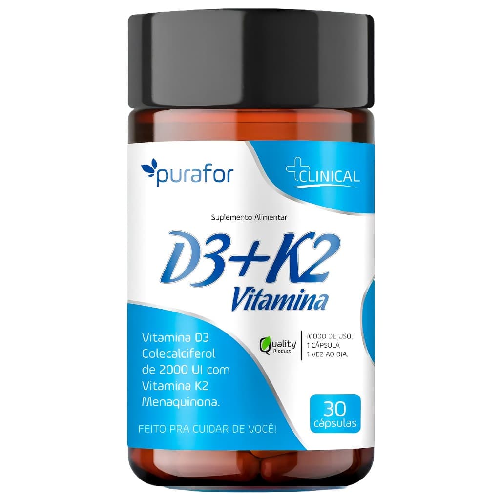 Vitamina D3 2000 UI Associada à Vitamina K2 30caps Suplemento Alimentar