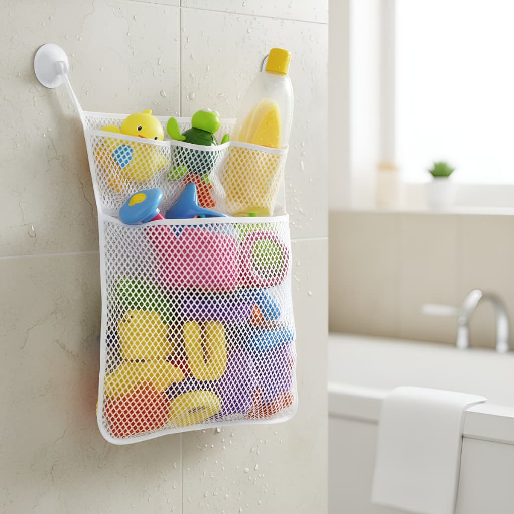 Rede Organizadora Brinquedos Banho Bebê Ventosa Forte Antimofo Secagem Rápida Impermeável Infantil
