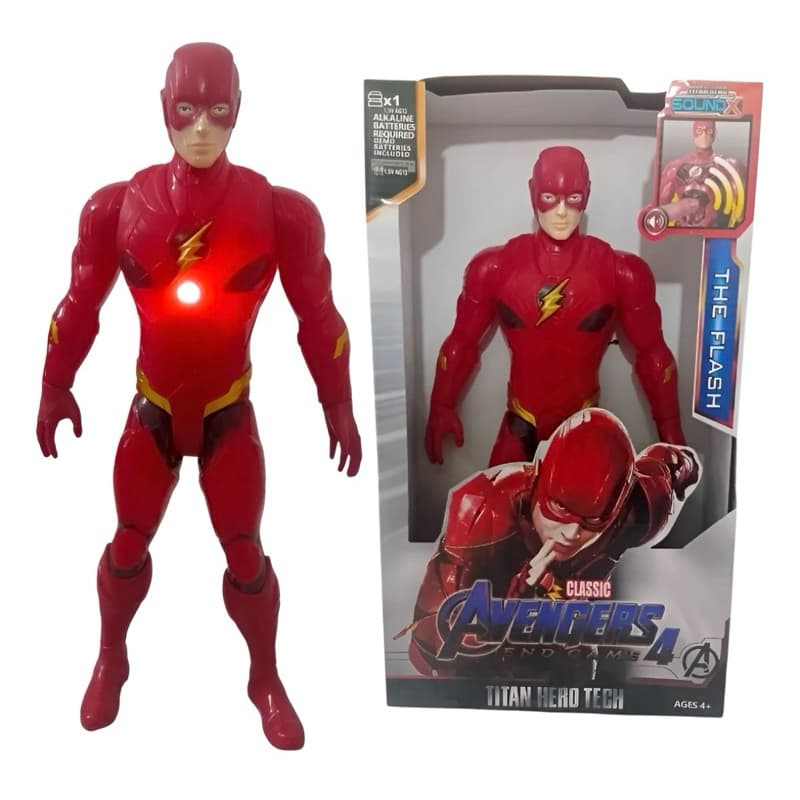 Boneco Flash 30cm Articulado Vingadores Marvel C/ Som Luz