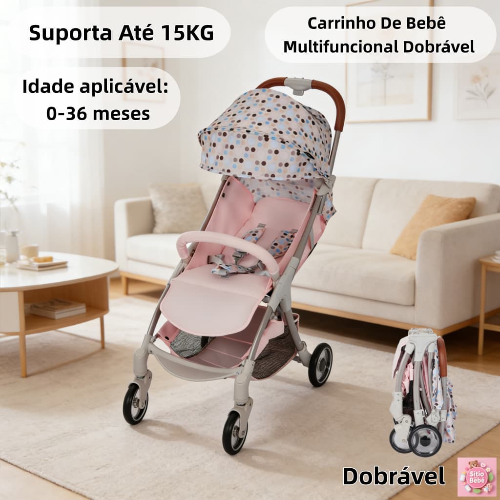Carrinho de bebê para passeio reclinável e dobravel com 15kg