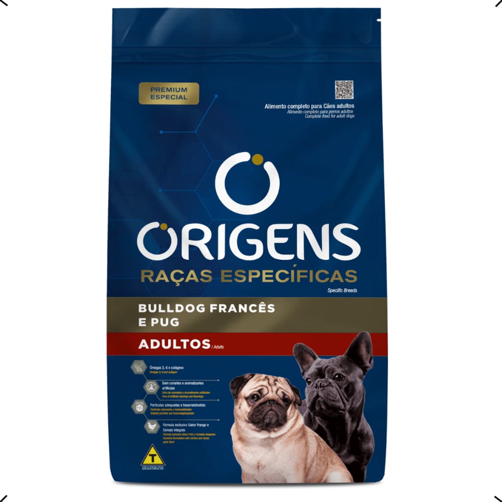 RAÇÃO ORIGENS BULLDOG FRANCES E PUG ADULTO 10KG