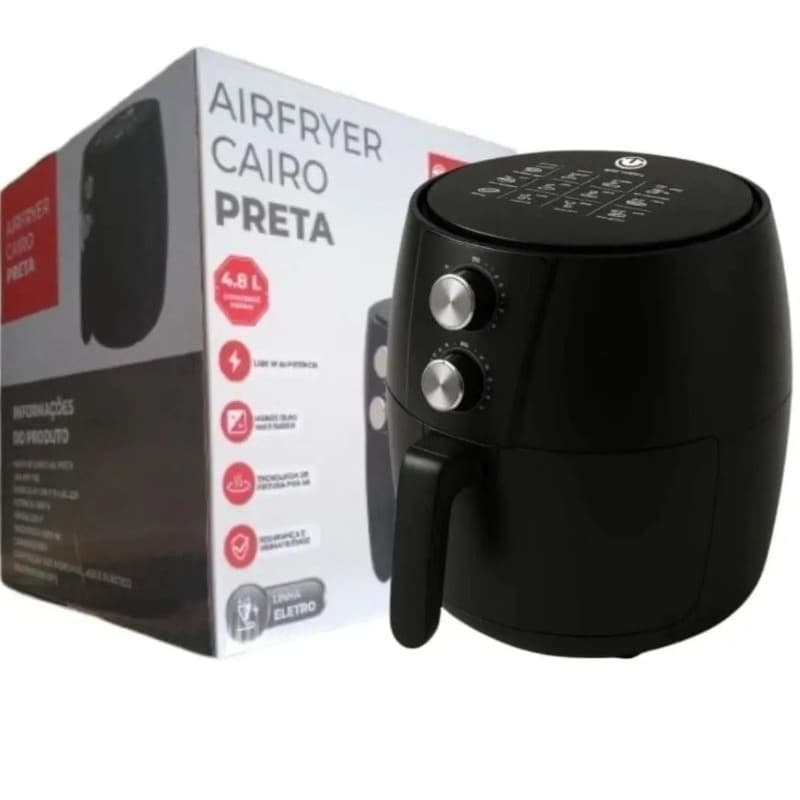 Air Fryer Cairo Preta 4,8Litros  220Volts | Fritadeira Elétrica Sem Óleo