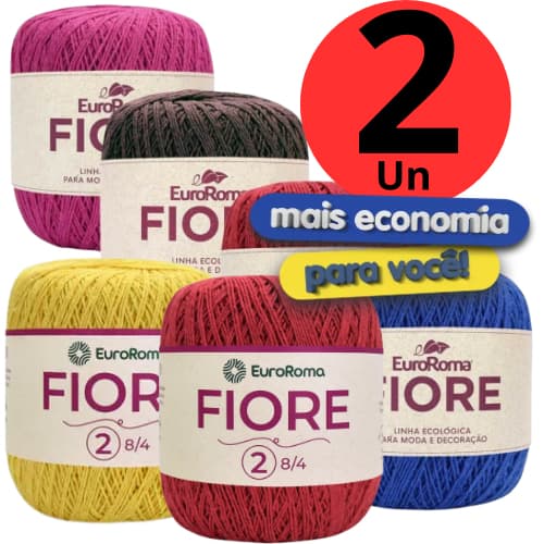 Kit 2 unidades Linha Fiore da Euroroma (Mesma espessura Anne) - 500m - Crochê / Vestuário / Tricô / Amigurumi