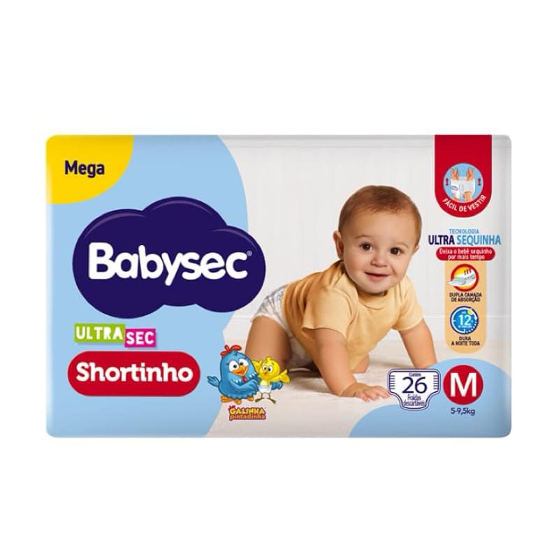 Fralda Babysec Premium Shortinho | bebê mamãe crianças M e G