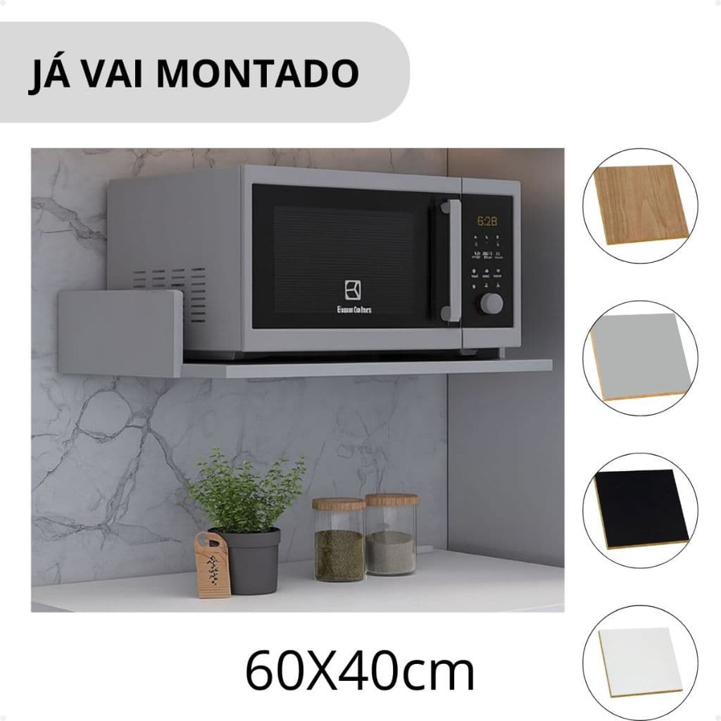 Nicho Suporte Parede Para Microondas Impressora 60X40cm Cozinha Lanchonete cores