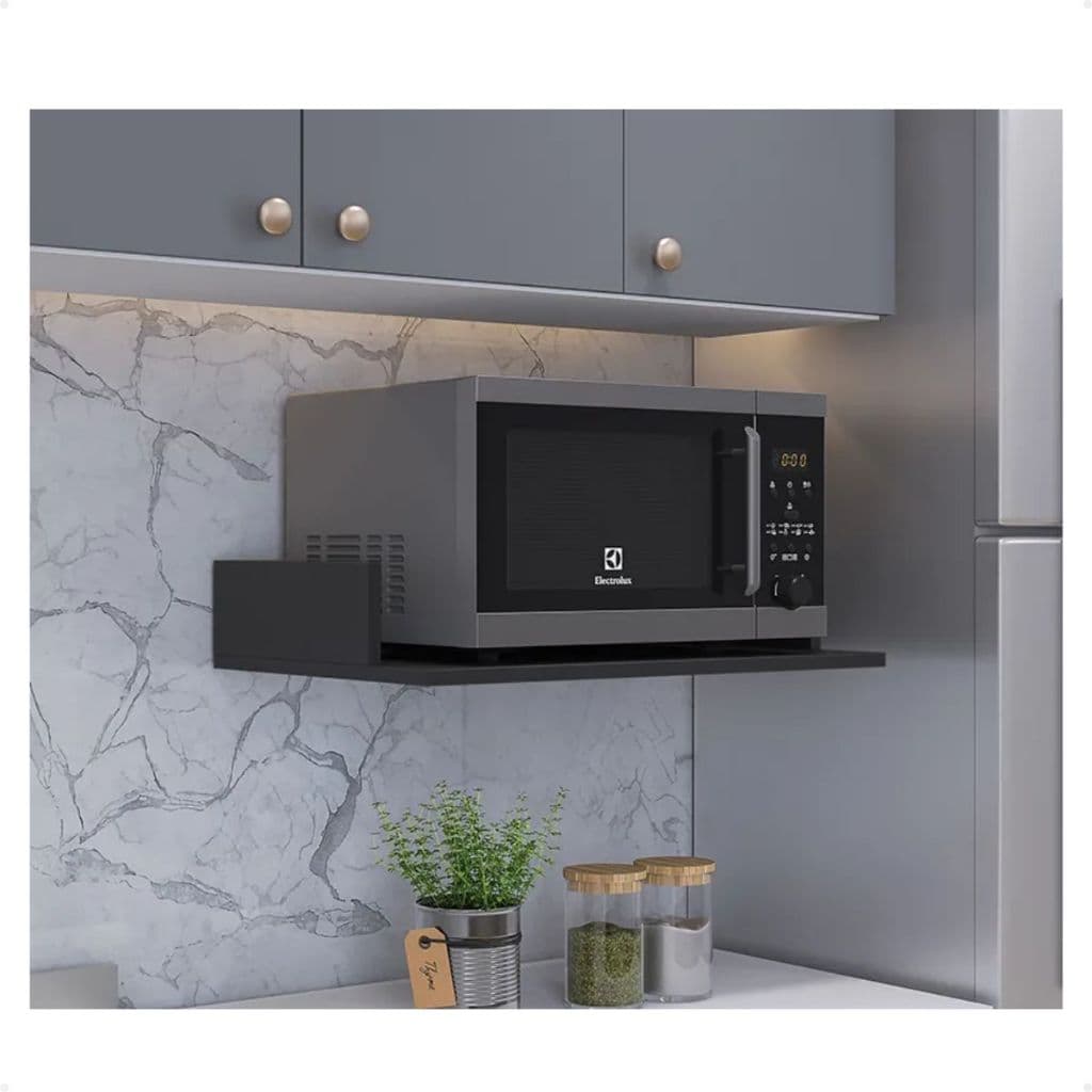 Nicho Suporte Parede Para Microondas Impressora Cozinha Lanchonete Escritório Preto 60x40