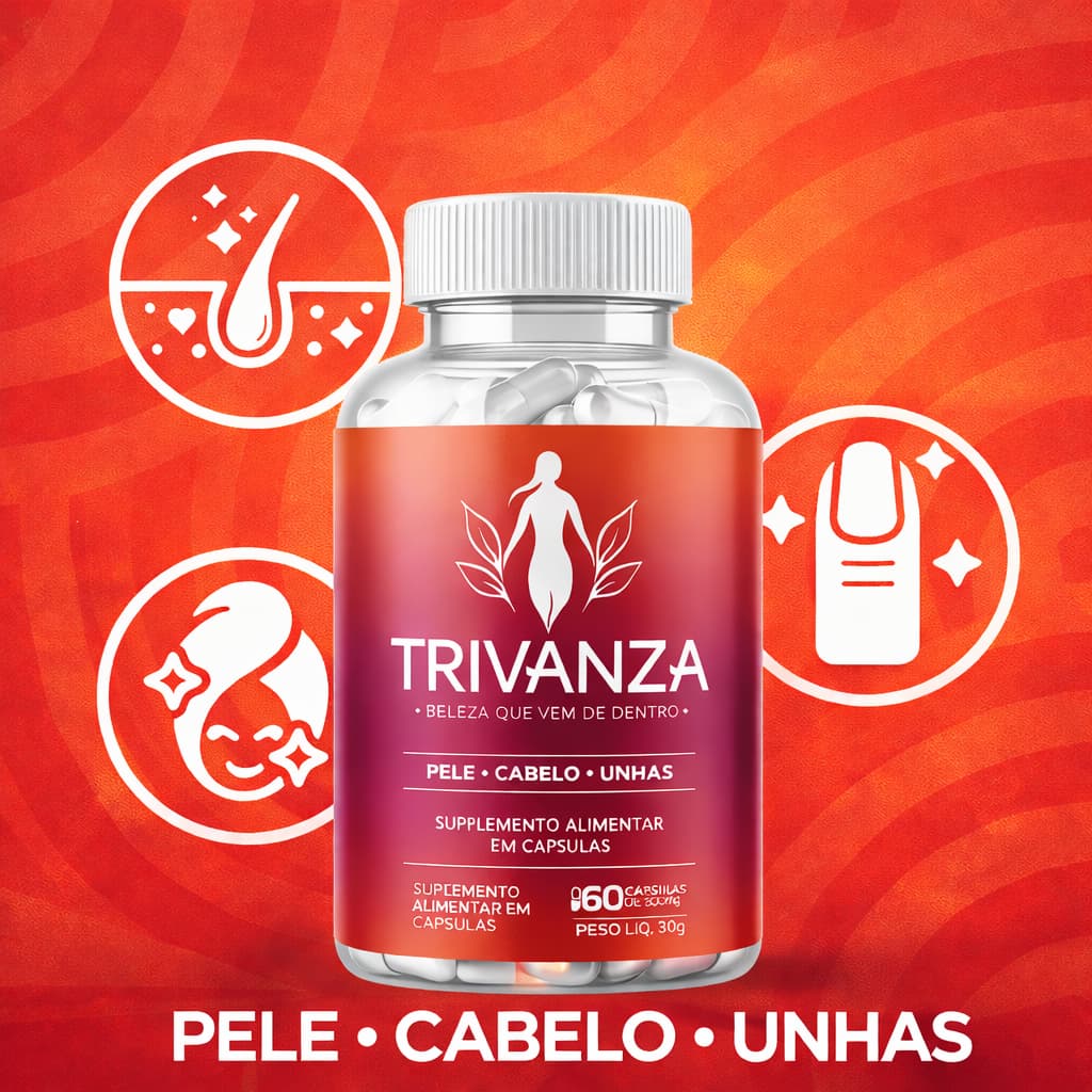 Vitamina para Cabelo, Pele e Unhas Trivanza | Suplemento com Vitaminas e Minerais | 60 Cápsulas