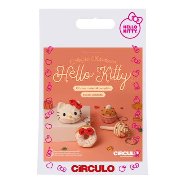 Kit Amigurumi Círculo Hello Kitty Chaveiros - Crochê
