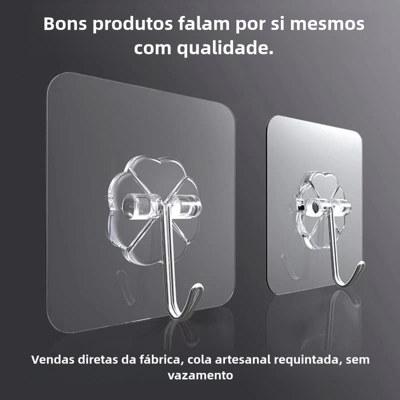 2/4/6/8/10/15 Gancho Adesivo Parede Multifuncional Transparente Autocolante Metálico Premium