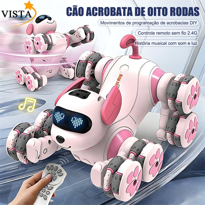 Cachorro Robô Inteligente com Controle Remoto – Pet Interativo Programável que Dança e Canta para Crianças 3–8AnoS VISTA