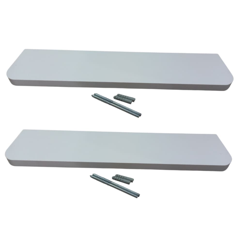 kit 2 prateleiras boleada, arredondada flutuante MDF 18mm branco com suporte invisível salão, parede, quarto, sala, coz