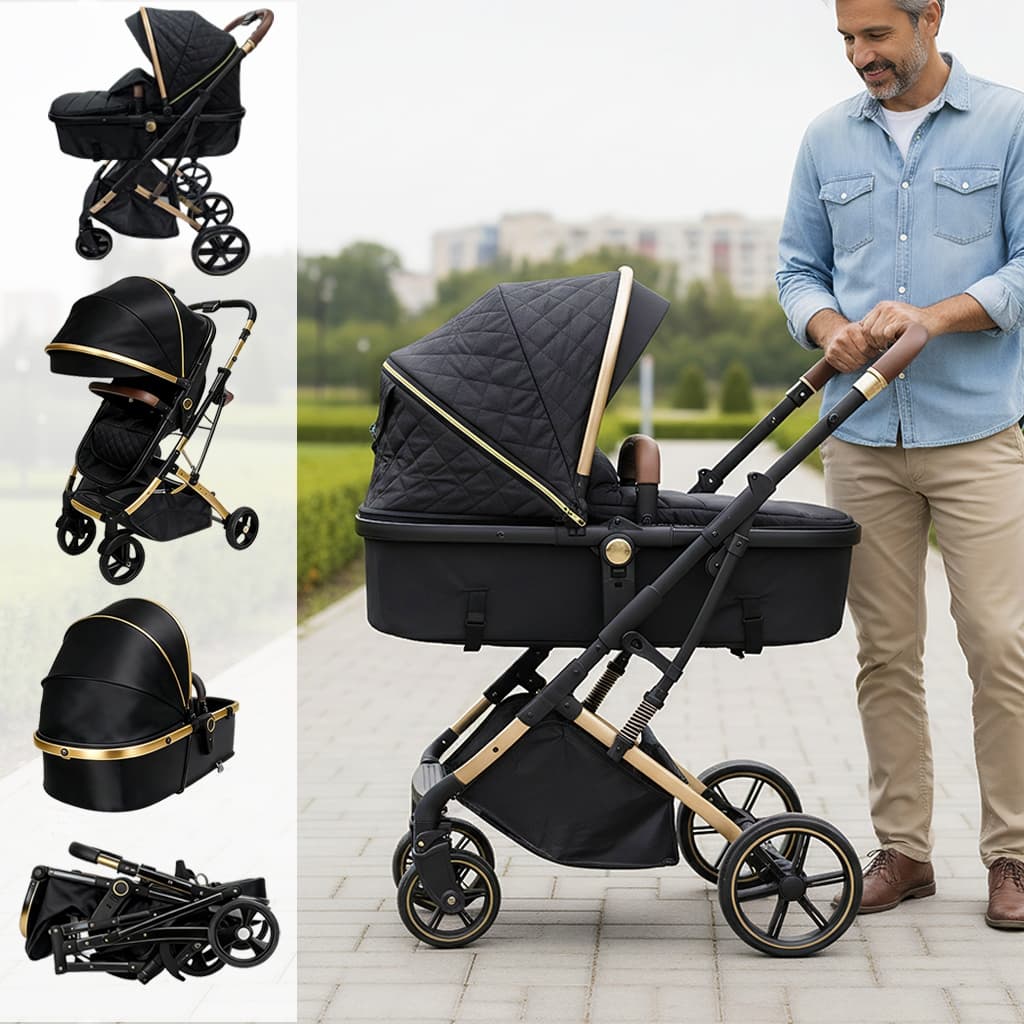Carrinho de Bebê Berço Moisés Passeio 15kg Travel System 3 em 1 Berço Reclinável e Assento Ajustável