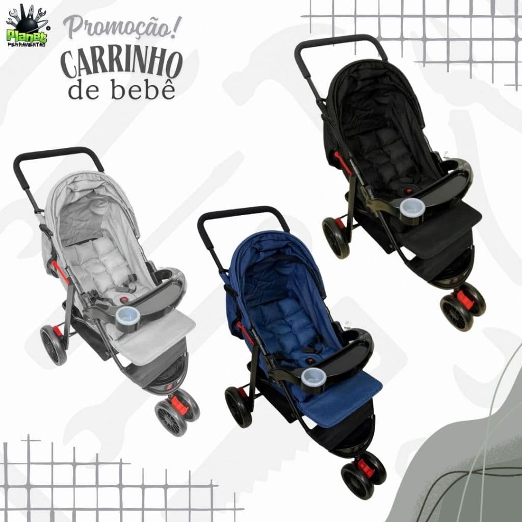 Carrinho De Passeio Para Bebê Conforto Acolchoado 3 Rodas