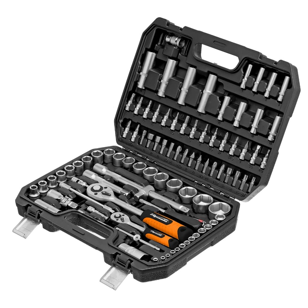 Kit Jogo De Soquetes + Chave Catraca 1/2'' E 1/4'' 94pcs Com Maleta - Sparta Cromado
