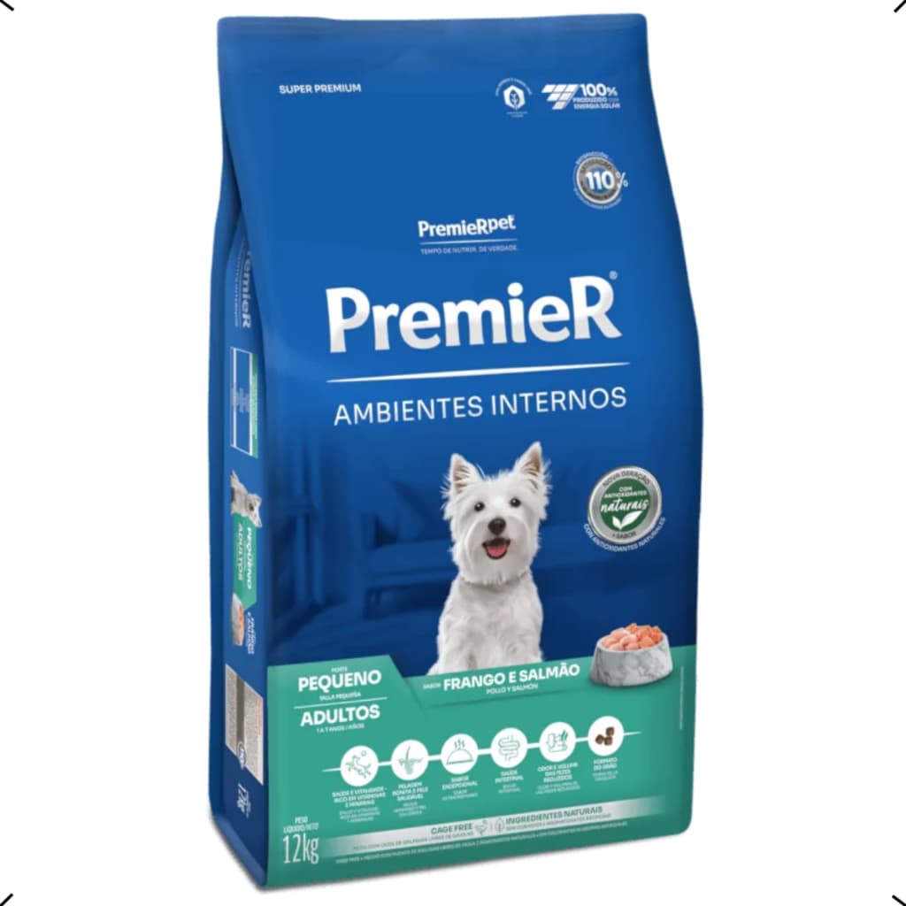 RAÇÃO PREMIER AMBIENTES INTERNOS ADULTO RAÇA PEQUENA 12KG