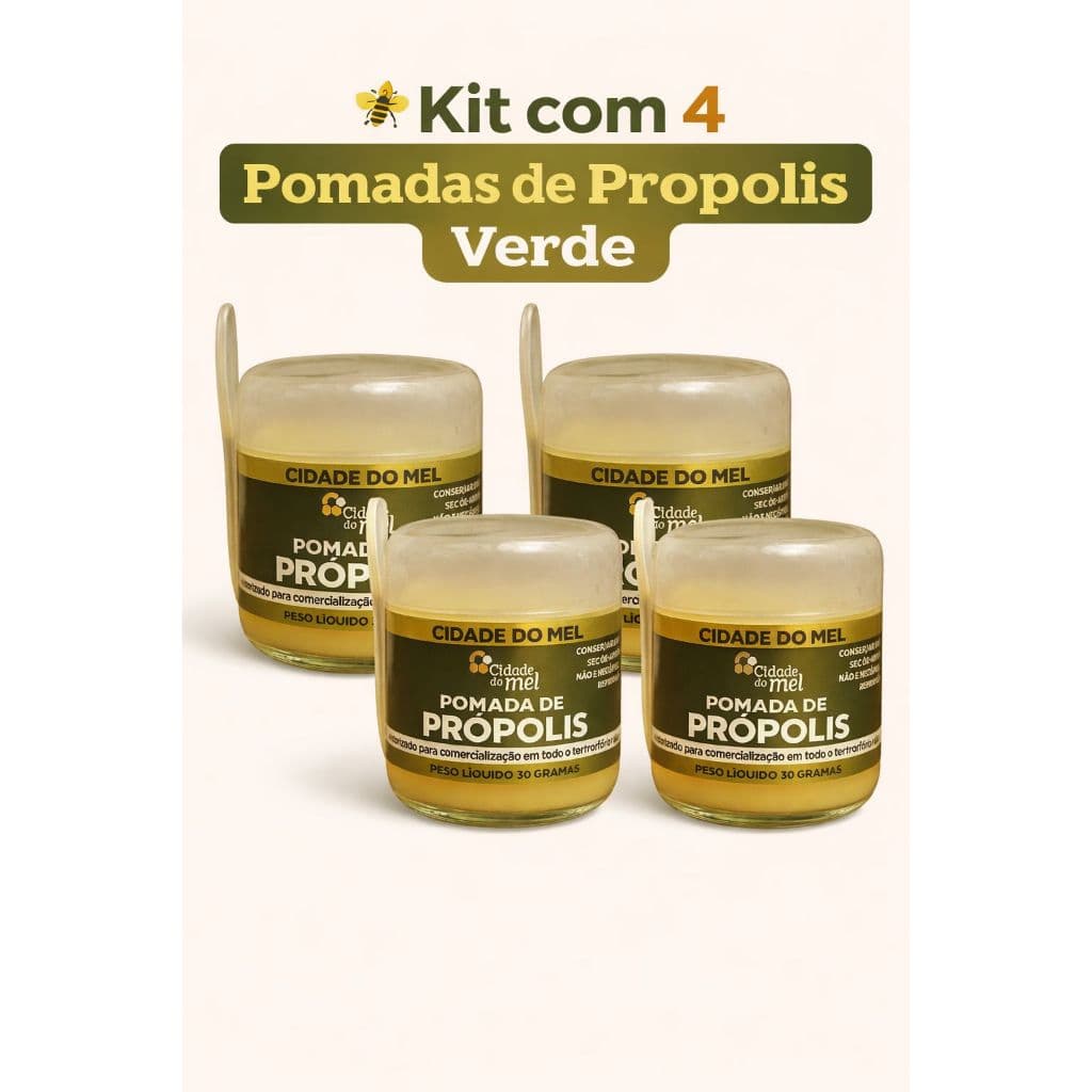 KIT 04 unidades de pomada de própolis verde 30gr