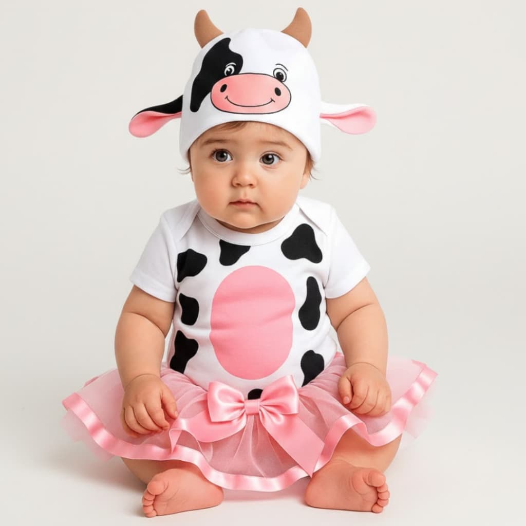 Body Bebê Infantil Menina Mêsversário Temático Vaquinha Super Confortável Linha Premium