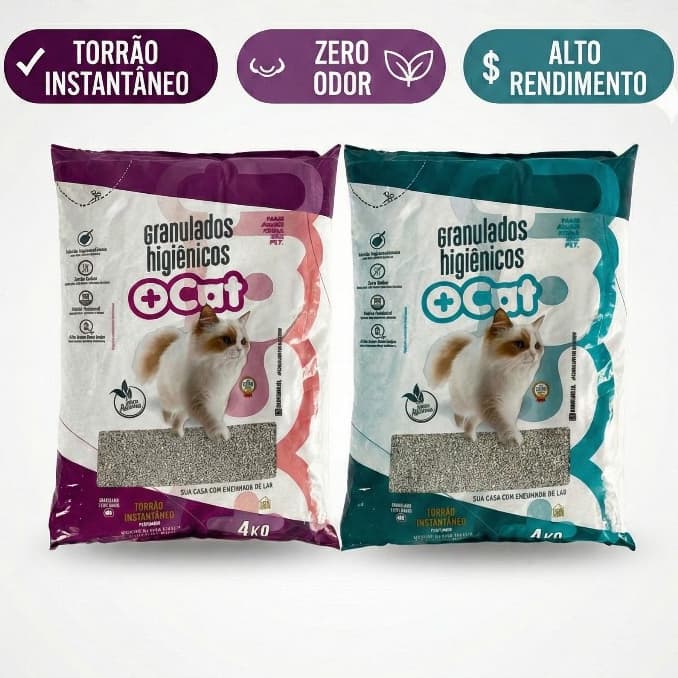 Areia Sanitária Premium Para Gatos Bentonita Mais Cat Pacote 4kg un Kit 1 a 5 pacotes