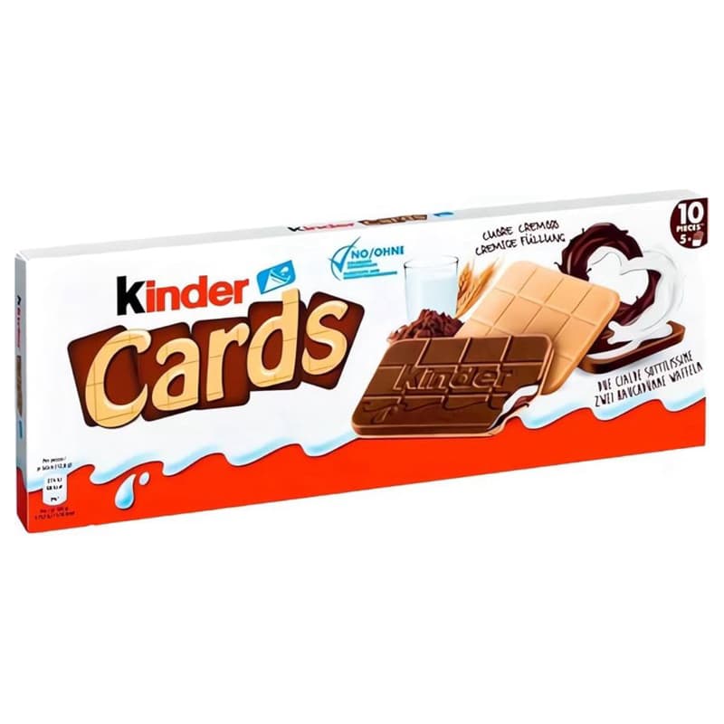 Kinder Cards 5x – Wafer Recheado Chocolate ao Leite Importado Original Ferrero