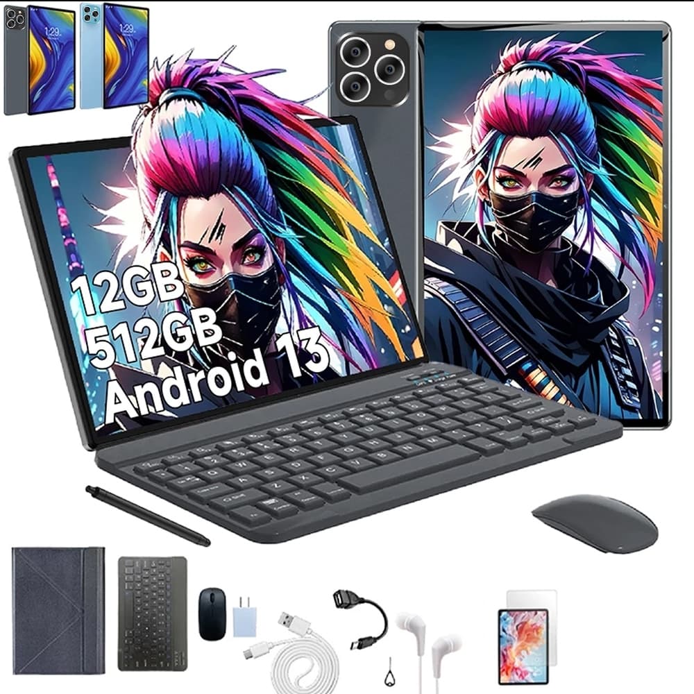 2026 Tablet ULTIMATE 10 mouse  teclado 12GB RAM 512GB ROM Android 13 com case 10,1 polegadas câmera 16MP 32MP