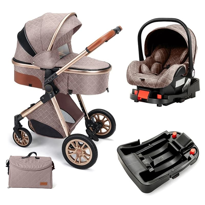 CARRINHO DE BEBE 6 EM 1 MODELO EUROPEU MOISES REVERSIVEL BEBE CONFORTO E BASE ROSE DOURADO