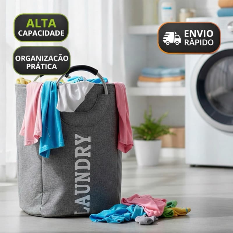 Cesto de Roupas suja banheiro lavanderia 70lt  com Alça Organizadora