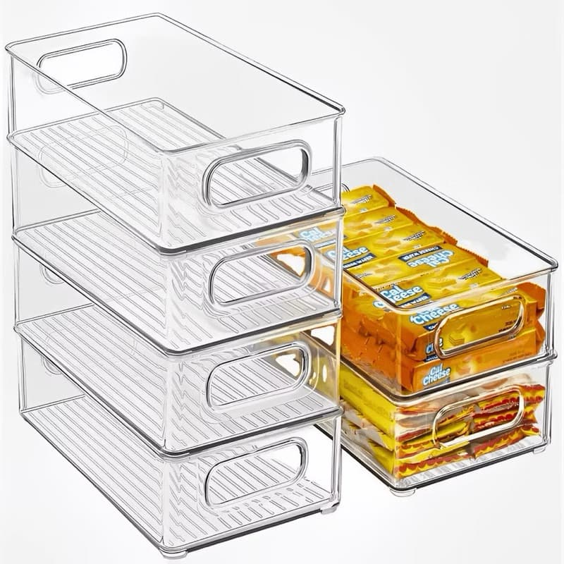 Kit Organizadores de Geladeira Empilháveis Transparentes – Caixas Organizadoras Multiuso