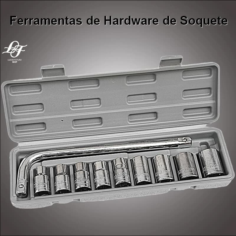 KIT10 Ferramentas c/10 Peças Chave L Soquete De Boca com Estojo