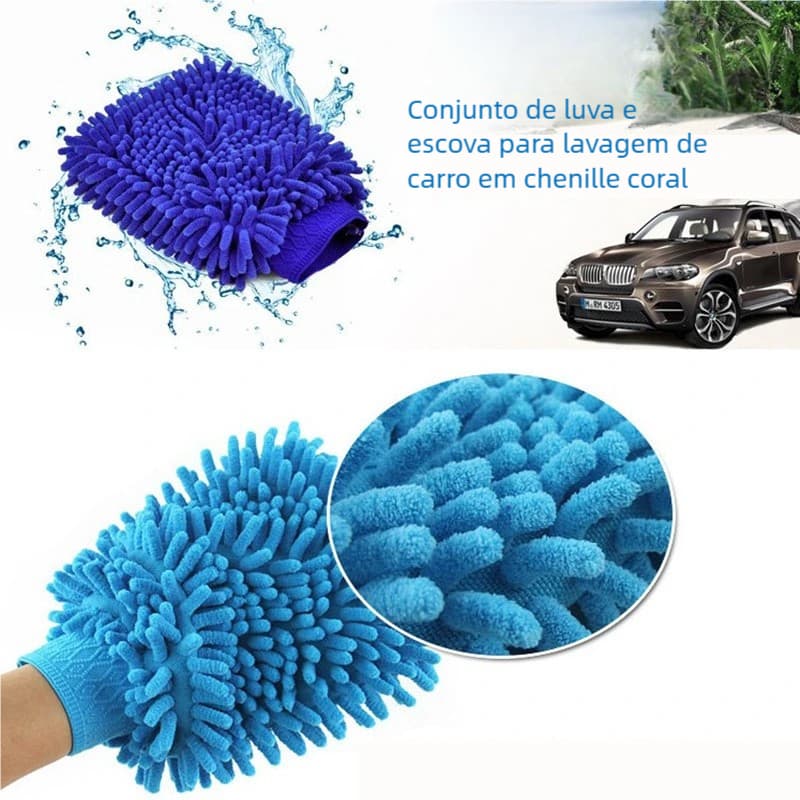Limpeza Automotiva Kit: Luva Microfibra Grande Lavar Carro