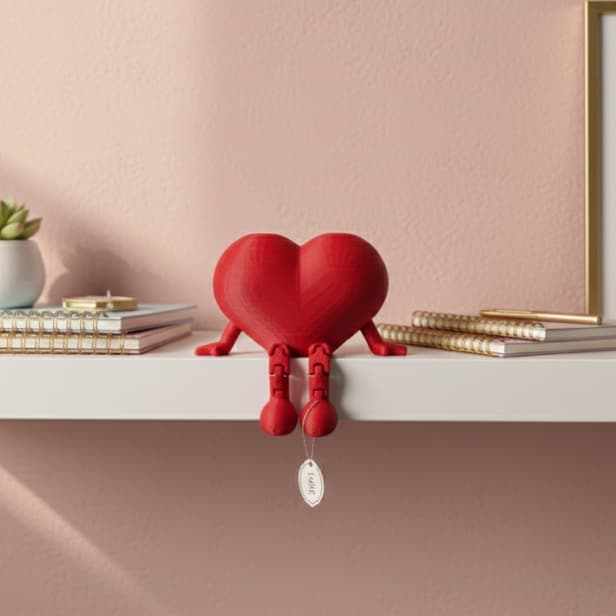 Boneco Coração Articulado Vermelho Fofo – Decoração Criativa, Presente Romântico Namorado Casal e Moderno