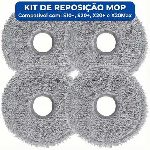 Kit Esfregões Mop Compatível Xiaomi Robô Aspirador S10+ S20+ X10+ X20+ Microfibra