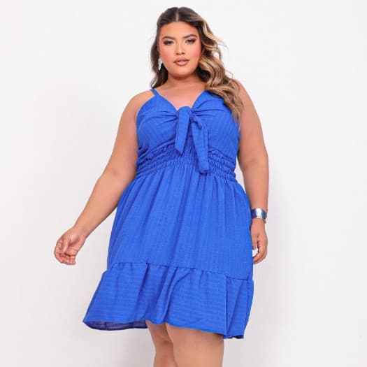 Vestido Plus Size Moda feminina Tecido Crepe Dunas Alça Regulável Vestidinho Feminino