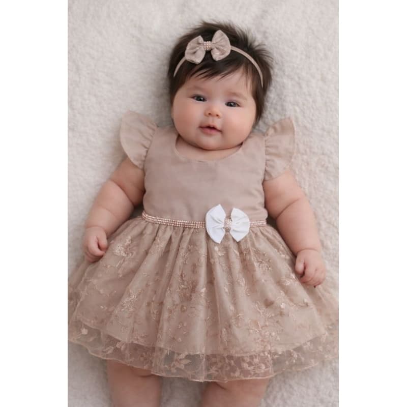 Vestido de Luxo Bebê Menina/Saída de Maternidade/Saida de Hospital