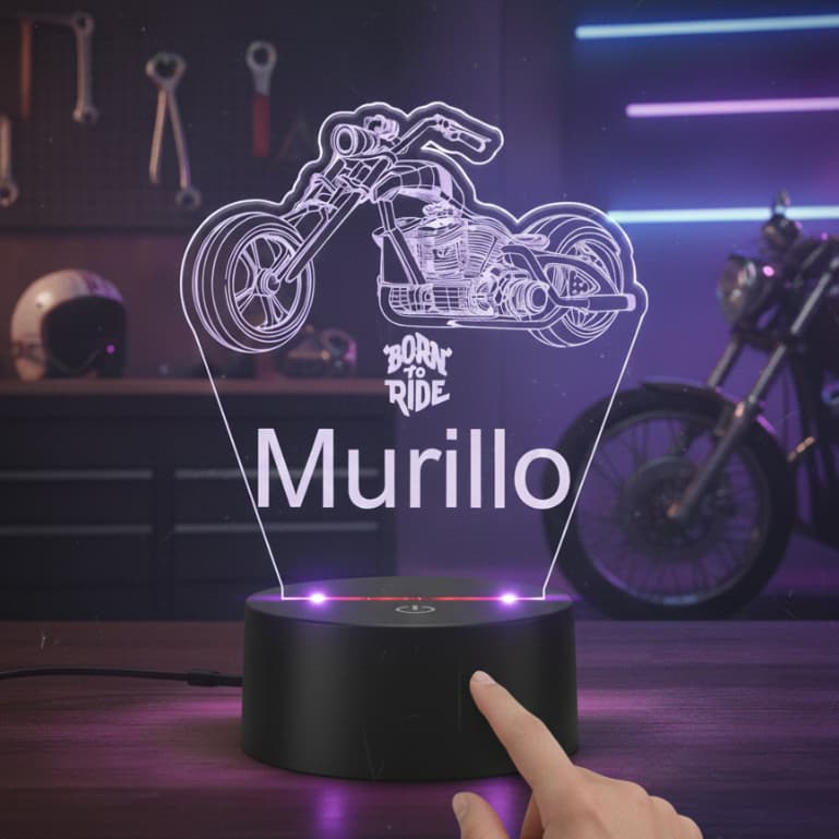 Luminária LED Personalizada Motociclista  COM BASE DE LEDS