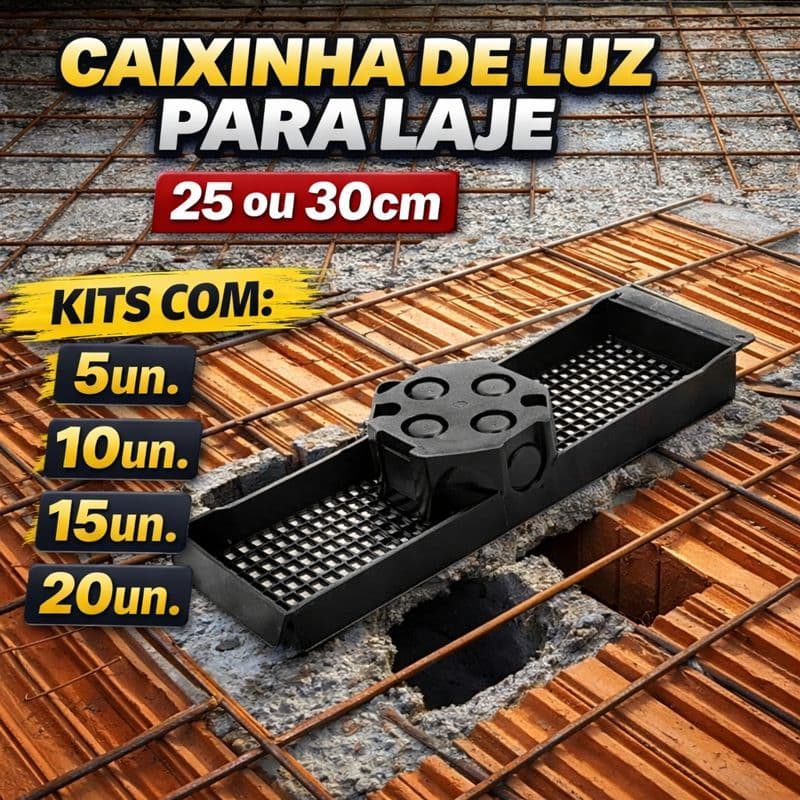 Kit Caixa de Luz para Teto Embutir em Laje – Kit com 5,10,15 ou 20 Caixinhas Elétricas Reforçadas para Fiação e Energia
