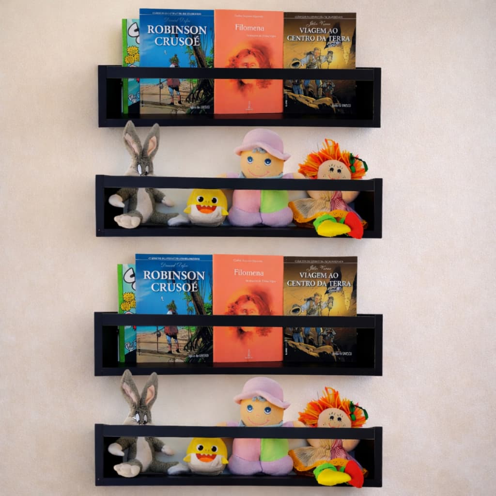 Kit Nichos Suporte Livros Prateleiras Quarto Infantil Estante Parede Organizadora Brinquedos Bonecos