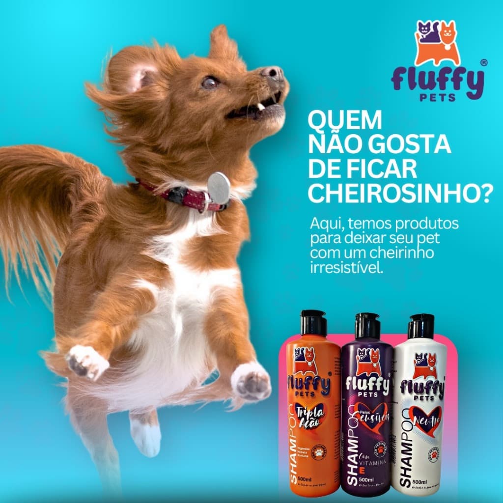 Shampoo Hipoalergênico para Cachorros e Gatos Fluffy Pets Neutro - 500ml