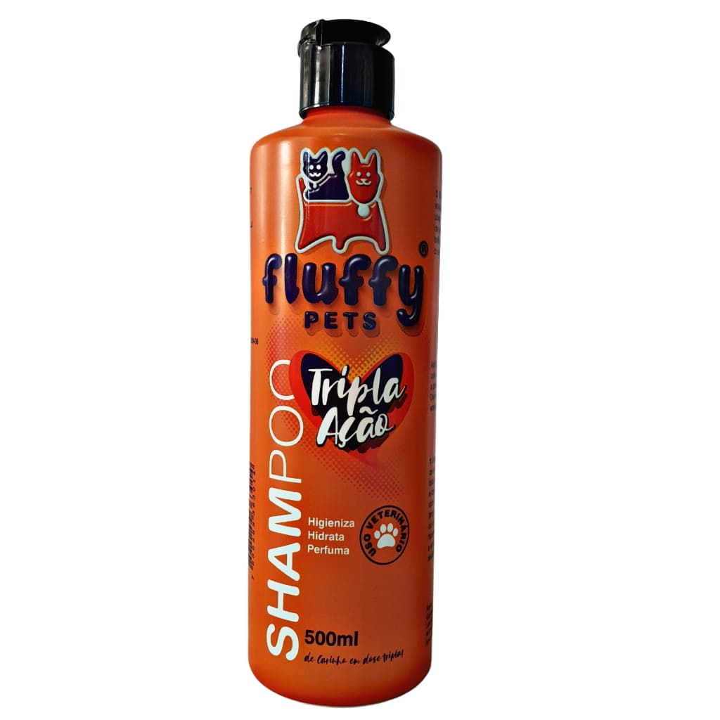 Shampoo e Condicionador hipoalergenico para Cachorros e Gatos Fluffy Pets Tripla Ação - 500ml