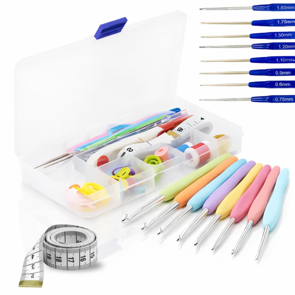 Kit Crochê Completo 53 Peças Agulhas Soft Emborrachadas Estojo Organizador Amigurumi Iniciante Profissional - Tomóvi