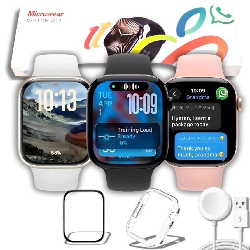 Relogio Inteligente Smartwatch Microwear S11 Series 11 GPS ChatGPT WhatsApp NFC 47mm Relógio