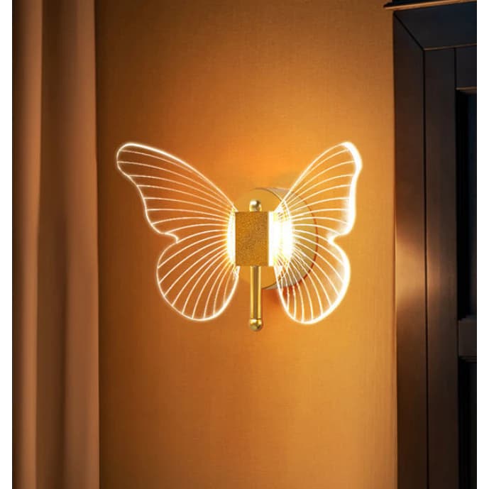 Dourada LED Arandela Borboleta De Parede,3 Tons de Luz,Decorativa iluminação interna