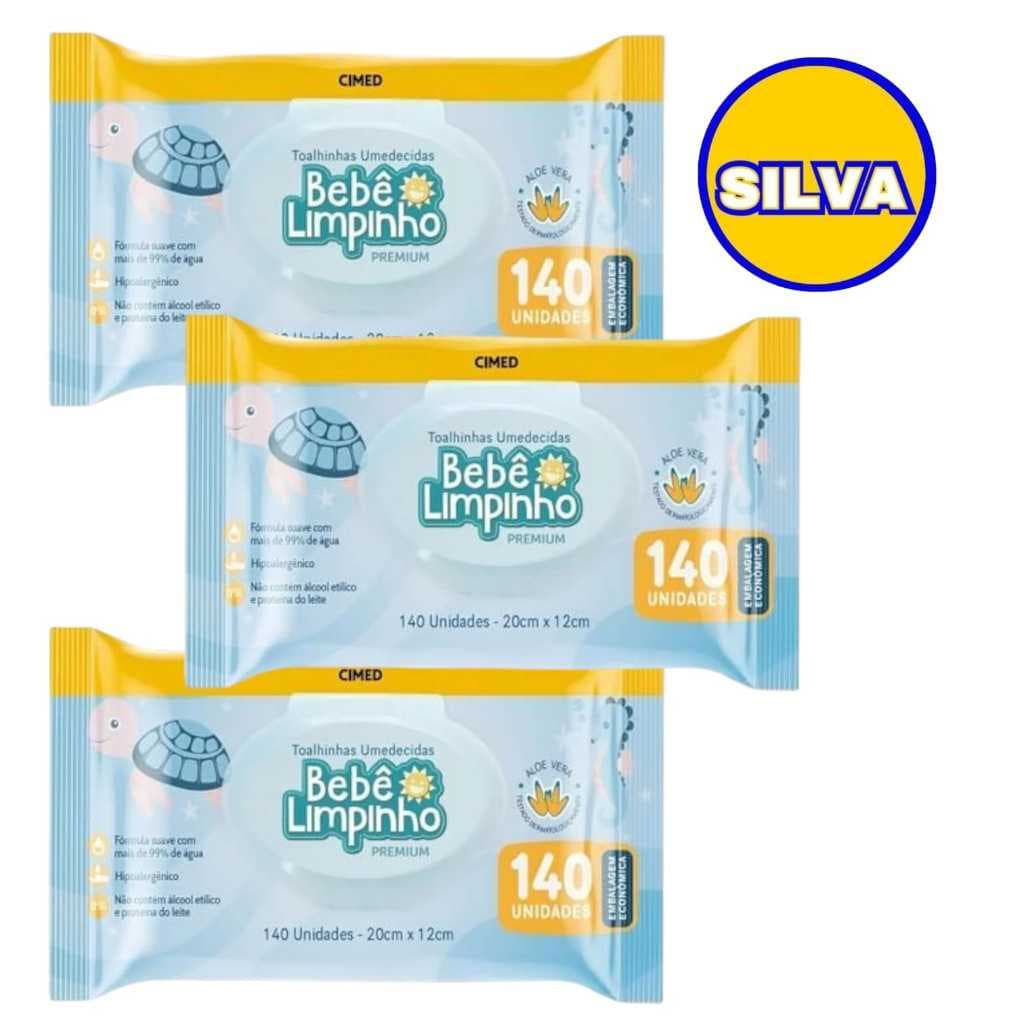 LENÇO UMEDECIDO BEBÊ LIMPINHO KIT COM 3 PACOTES COM 140 LENÇOS