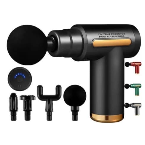 Massageador Pistola Muscular Profissional 6 Velocidades 4 Ponteiras Alívio Dores Relaxamento