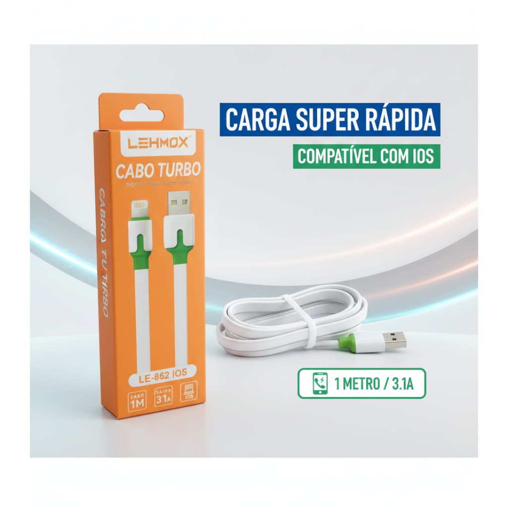 Cabo de carregador Iphone Original Turbo Dados USB Rápido, Celular Carregador, LE-862 Tipo C Rápida.