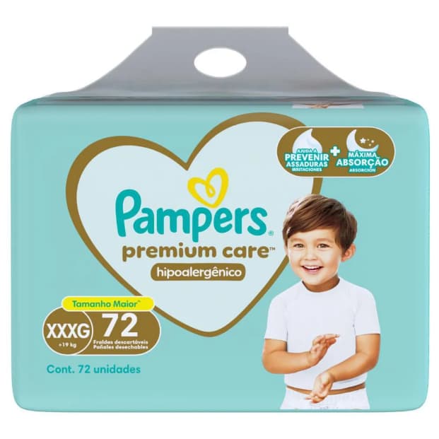 Fralda Pampers Premium Care XXXG 72 Unidades